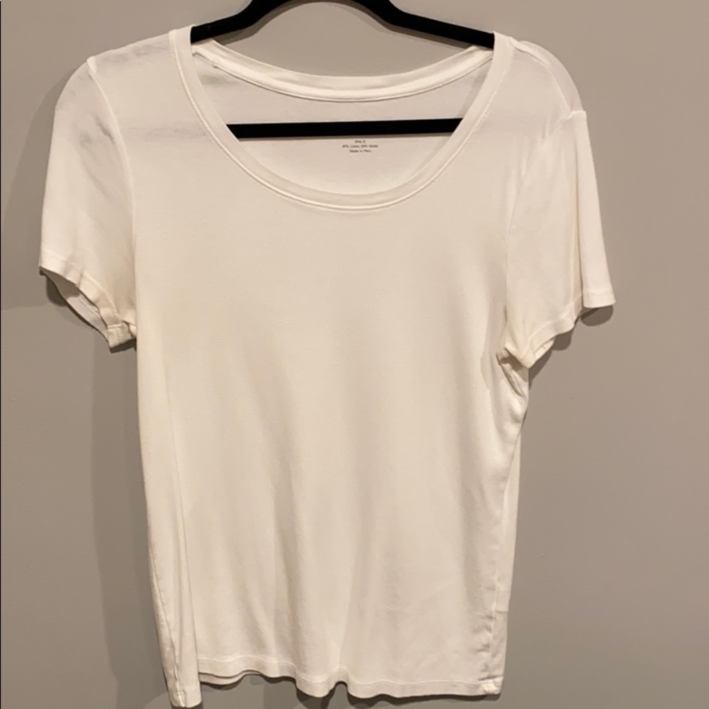 Plain white scoop neck top
